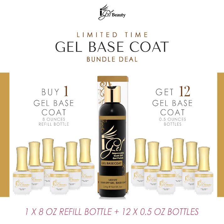 REFILL BUNDLE - IGEL BASE COAT - 8 OZ + 12 FREE 0.5 OZ BOTTLES