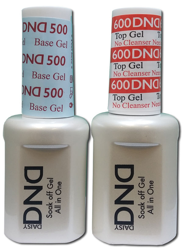 DND Gel Base 500 &amp; No Cleanse Top Coat 600 0.5 oz - Buy 5 Free 1