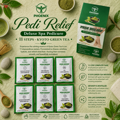 PHOENIX Pedi Relief Deluxe Spa Pedicure 11 Steps - Kyoto Green Tea - BUY 10 FREE 1