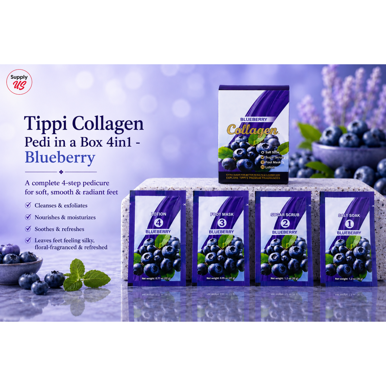 Tippi Collagen Pedi in a Box 4in1 - Blueberry