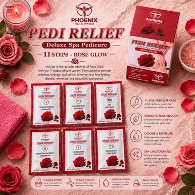 PHOENIX Pedi Relief Deluxe Spa Pedicure 11 Steps - Rose Glow - BUY 10 FREE 1