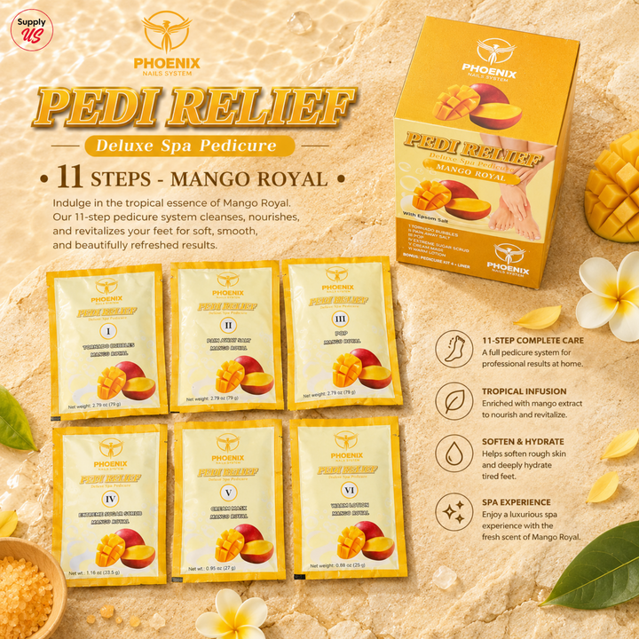 PHOENIX Pedi Relief Deluxe Spa Pedicure 11 Steps - Case of 36 Pack