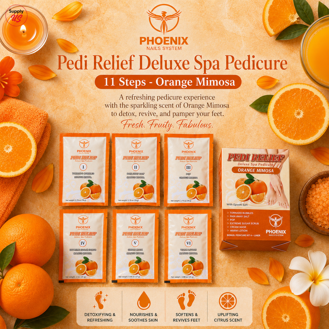 PHOENIX Pedi Relief Deluxe Spa Pedicure 11 Steps - Case of 36 Pack