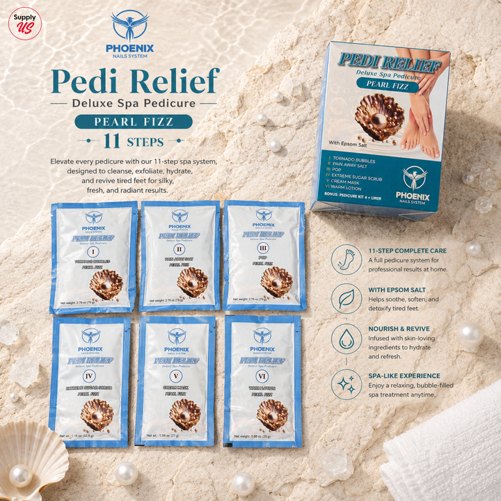 PHOENIX Pedi Relief Deluxe Spa Pedicure 11 Steps - Pearl Fizz - BUY 10 FREE 1