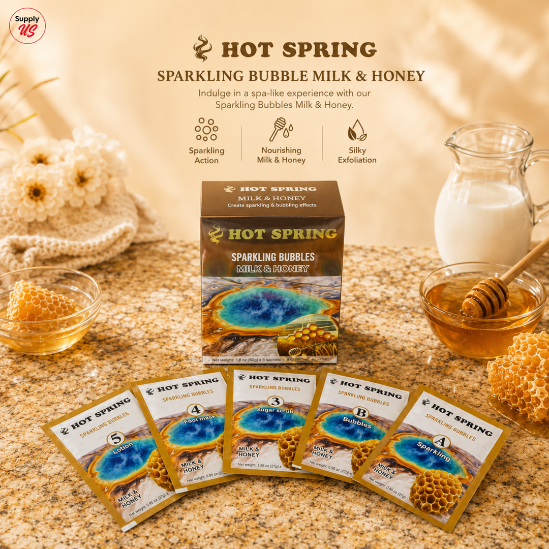 Hot Spring Sparkling Bubbles 5in1 Milk &amp; Honey + Free Pedicure Liner