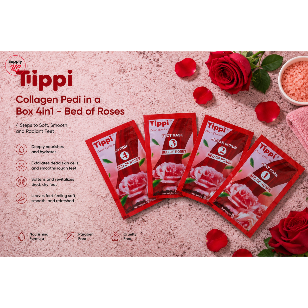 Tippi Collagen Pedi in a Box 4in1 - Bed of Roses