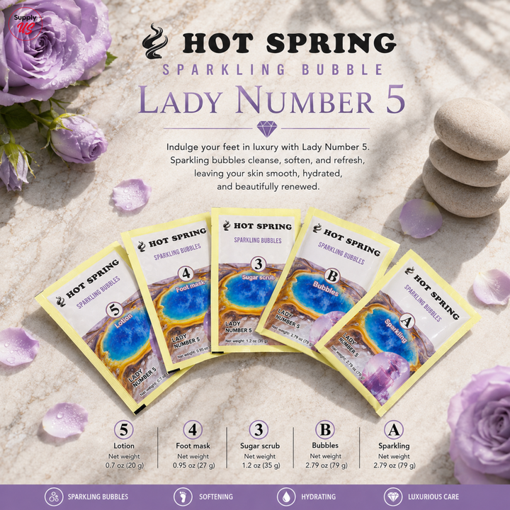 Hot Spring Sparkling Bubbles 5in1 Lady Number 5 + Free Pedicure Liner