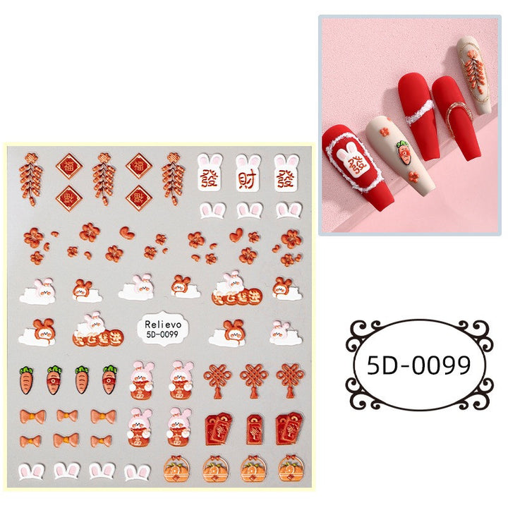 5D Rabbit New Year 2023 Nail Stickers - Pick Your Choice
