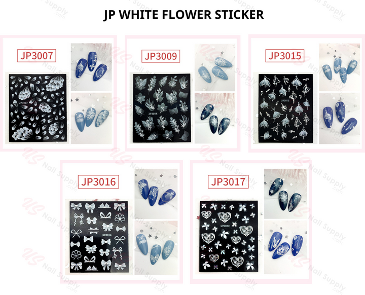 JP WHITE FLOWER STICKER