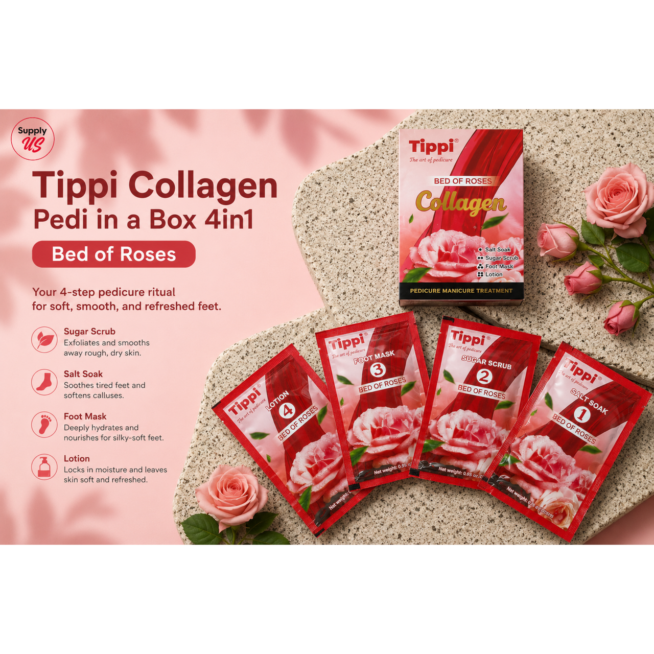 Tippi Collagen Pedi in a Box 4in1 - Bed of Roses