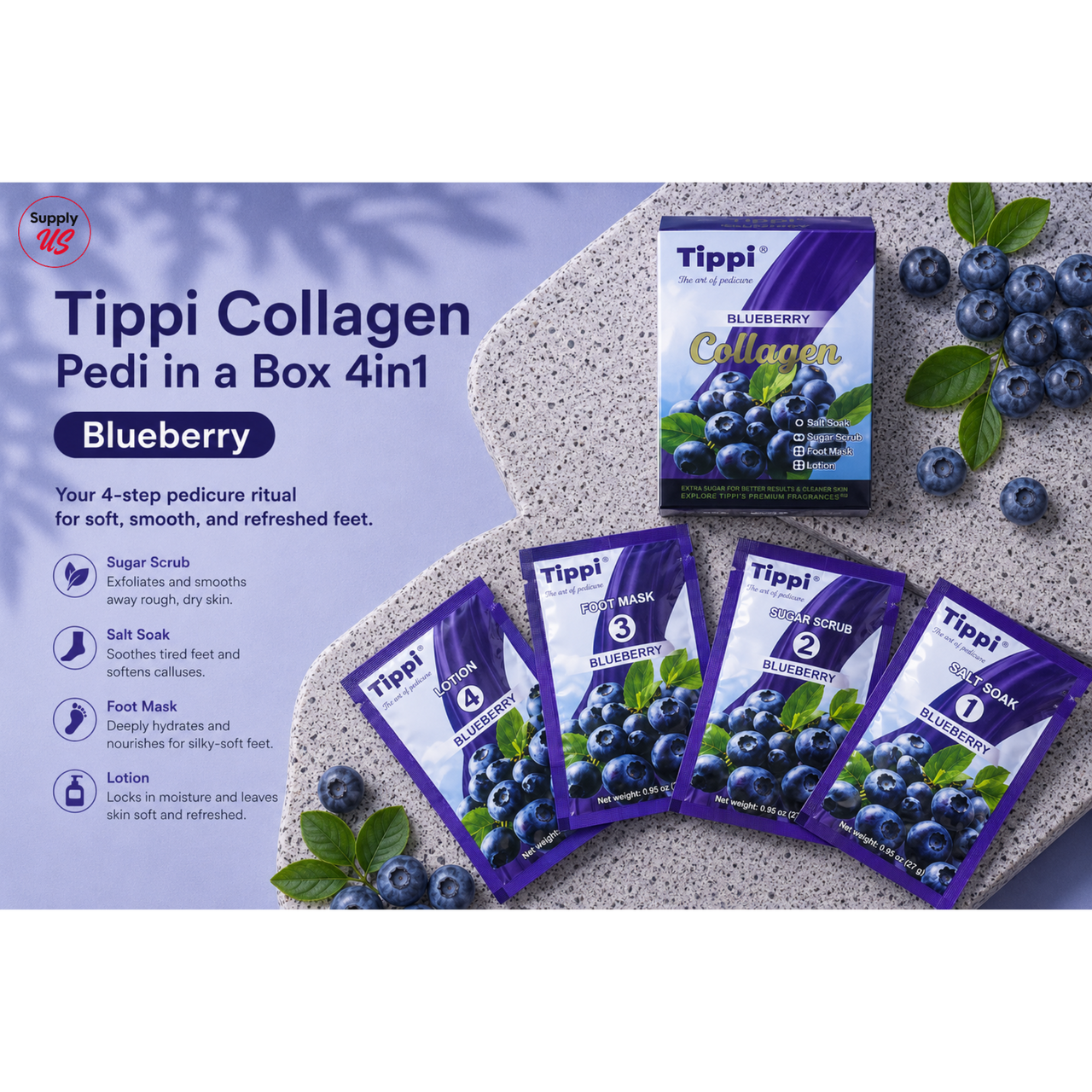 Tippi Collagen Pedi in a Box 4in1 - Blueberry