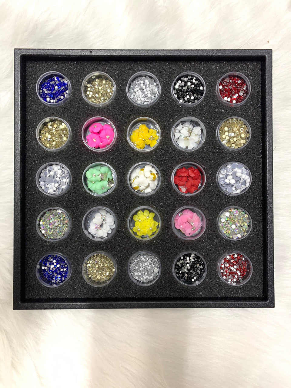 Rhinestiones &amp; Acrylic Flowers Sets ( Mix Colors )