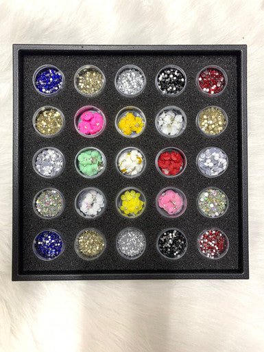 Rhinestiones &amp; Acrylic Flowers Sets ( Mix Colors )