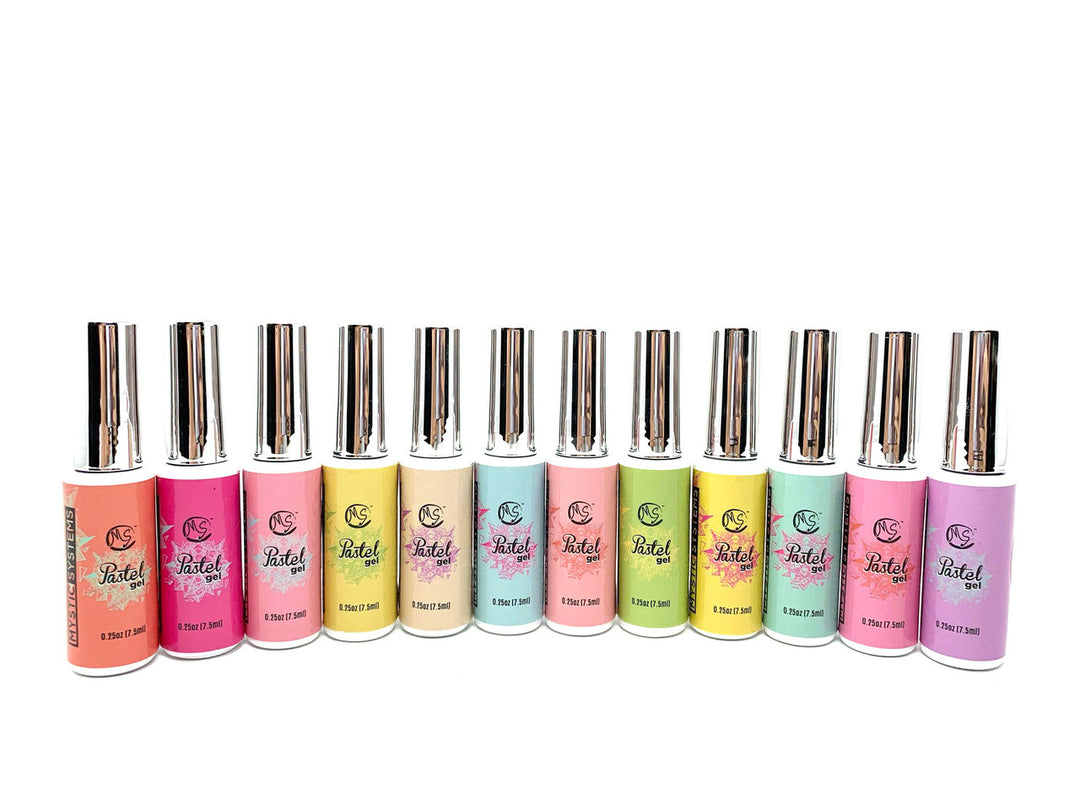 MS Pastel Gel 0.25oz ( Set of 12 Colors ) + Free Sample Tip