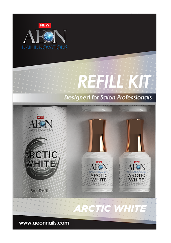 Aeon Arctic White  Gel Refill 8oz + 4 Free Small Gel 0.5oz