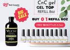CNC SOAK-OFF GEL TOP NO CLEANSE 8OZ + FREE 10 GEL TOP NO CLEANSE 0.5OZ