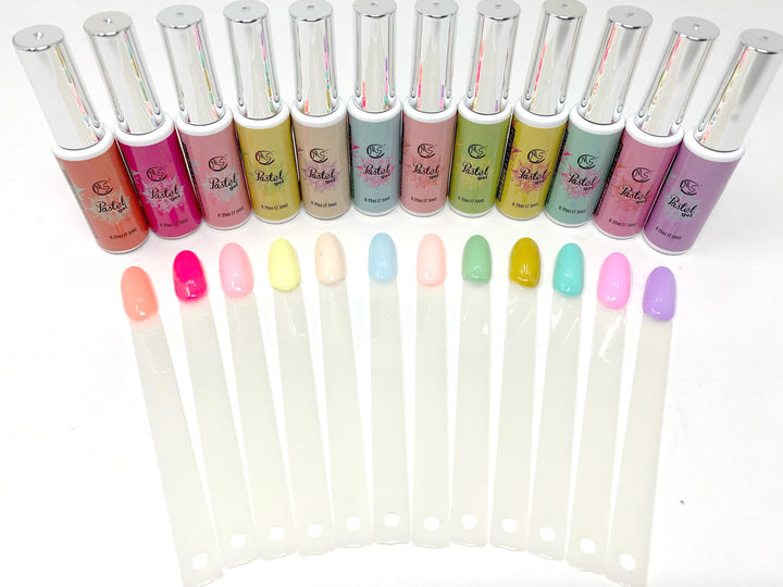 MS Pastel Gel 0.25oz ( Set of 12 Colors ) + Free Sample Tip