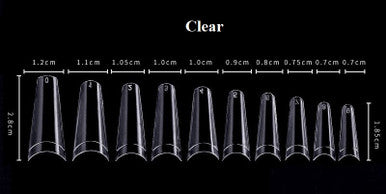 Coffin Nail Tips Clear 10 Sizes ( Bag of 500pcs )