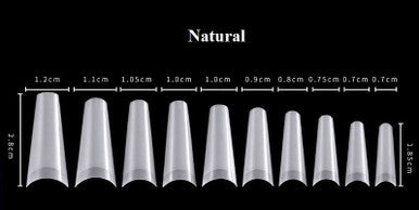 Coffin Nail Tips Natural 10 Sizes ( Bag of 500pcs )