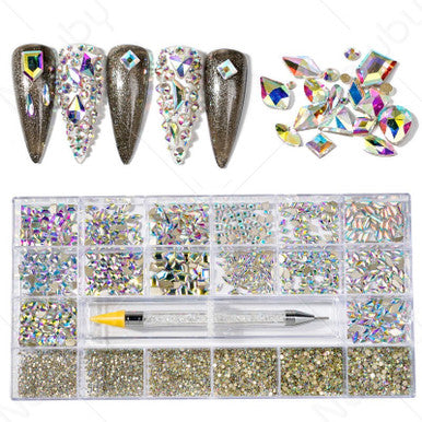 Rhinestone Kit with Dotting Tool - AB Rainbow Color