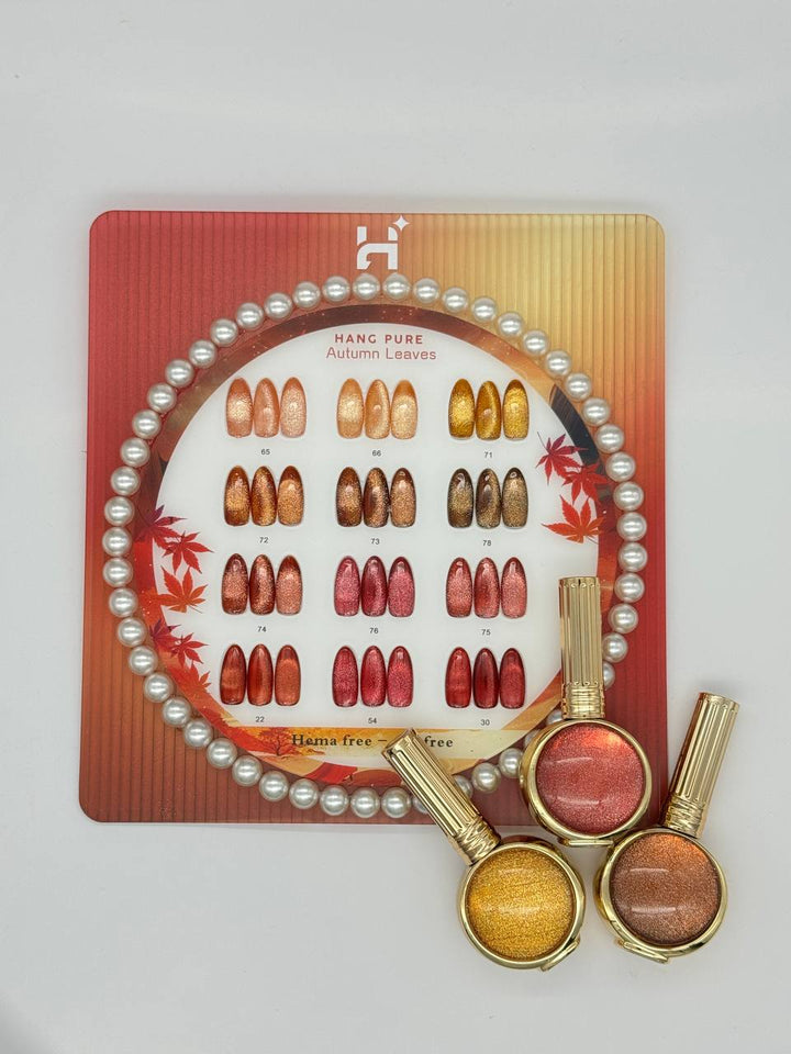 Hang Cateye Autumn Leaves Collection 12 Colors - Free 1 Set Water Drop + 2 Magnet (Ring+French)