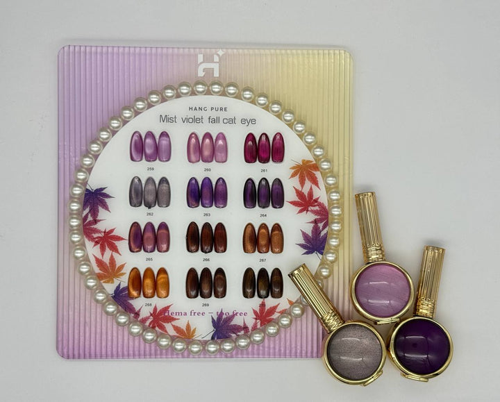 Hang Cateye Mist Violet Fall Collection 12 Colors (259 - 270) - Free 1 Set Water Drop + 2 Magnet (Ring+French)