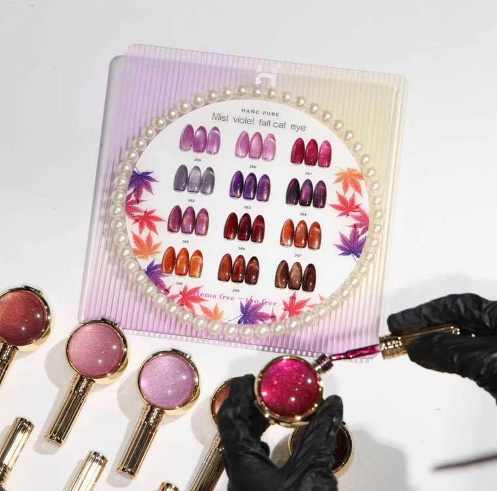 Hang Cateye Mist Violet Fall Collection 12 Colors (259 - 270) - Free 1 Set Water Drop + 2 Magnet (Ring+French)