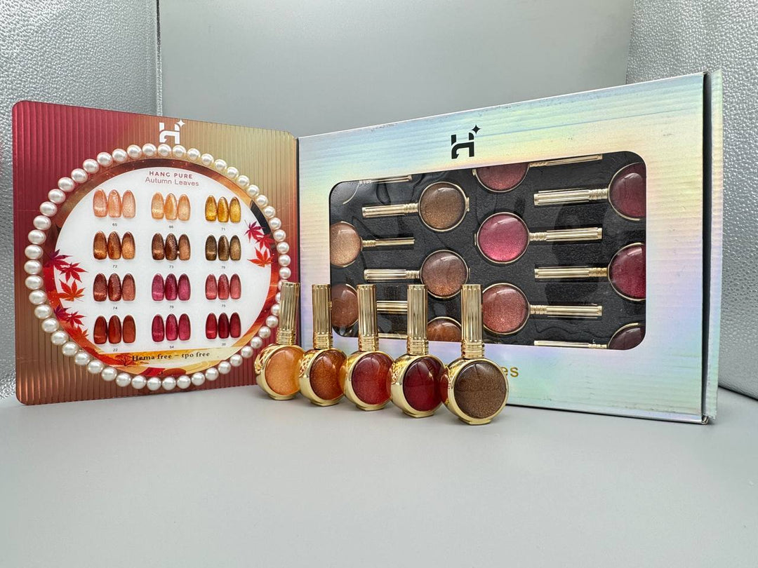 Hang Cateye Autumn Leaves Collection 12 Colors - Free 1 Set Water Drop + 2 Magnet (Ring+French)