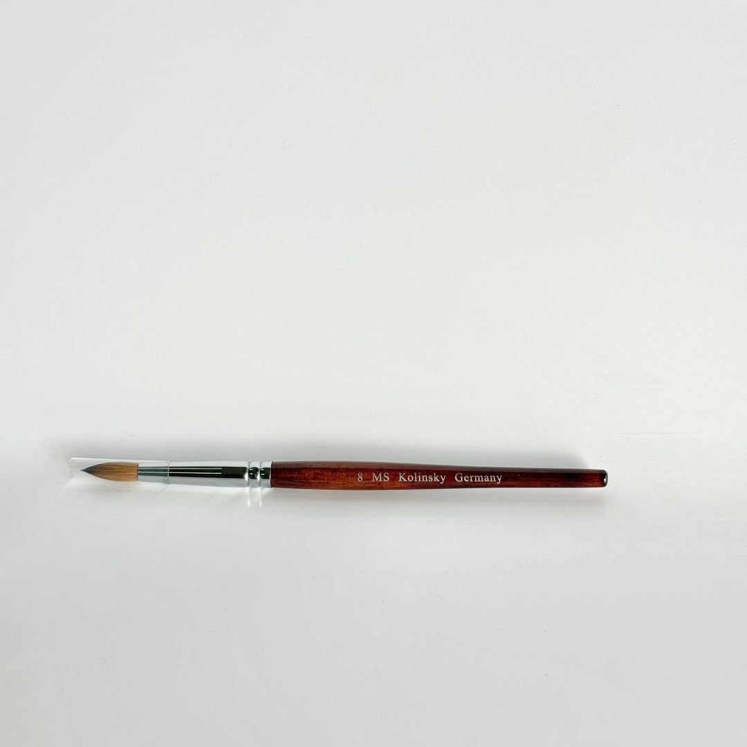 MS Kolinsky Germany Acetone Proof Red Wood Acrylic Brush No.8
