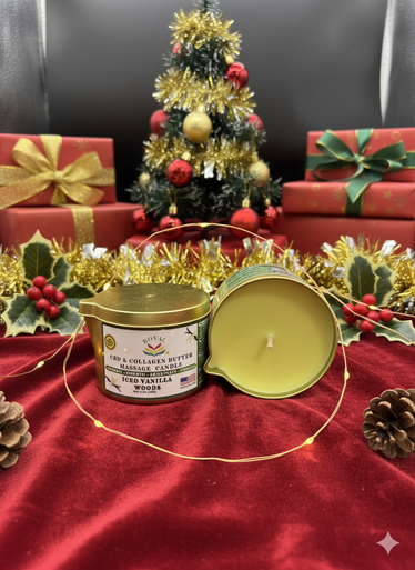 ROYAL CBD &amp; Collagen Massage Butter Candle 6oz - Ice Vanilla Woods