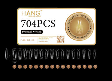 HANG Gel -X Tips Premium Version - Coffin Long 704pcs / 12 Sizes