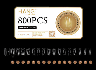 HANG Gel -X Tips Premium Version - Square Medium 800pcs / 12 Sizes