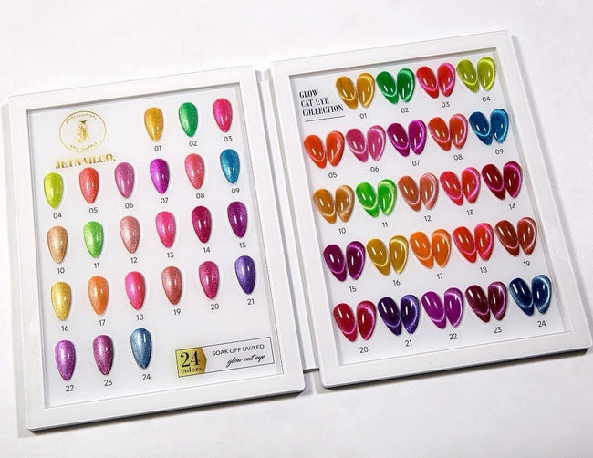 Jet Nail Glow In the Dark Cateye 24 Colors 0.5oz + Free Sample Tip + Magnet Hover Image