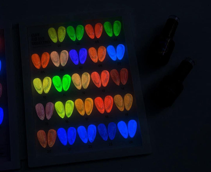Jet Nail Glow In the Dark Cateye 24 Colors 0.5oz + Free Sample Tip + Magnet