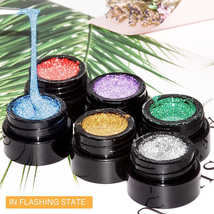 Aeon Spider Gel Party Disco 6 Colors + 3 Liner Brushes