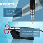 URAWA - PROFESSIONAL PORTABLE NAIL DRILL G3 SERIES - BLACK + Free 1 Motor Cord