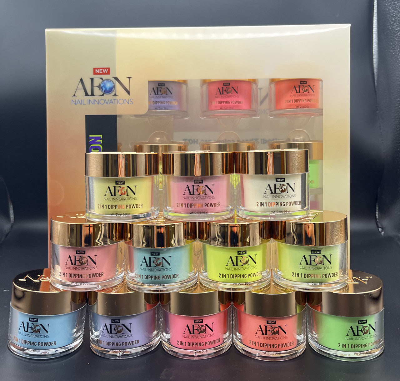 Aeon Radiation Dip Powder 2oz ( Glow In the dark ) Kit of 12 Colors