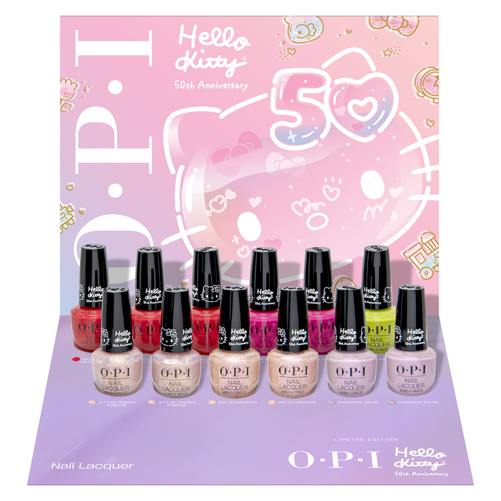 OPI Nail Lacquer 50th Hello Kitty Project Golden NAIL LACQUER 12PC 