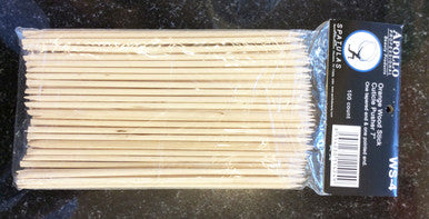 Apollo Orange Wood Stick Cuticle Pusher 7" (100ct/pk) WS4