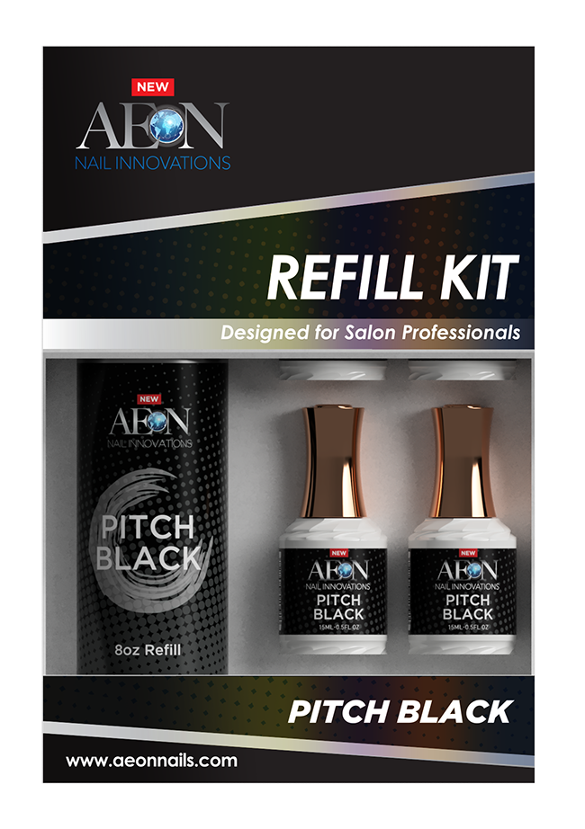 Aeon Pitch Black  Gel Refill 8oz + 4 Free Small Gel 0.5oz