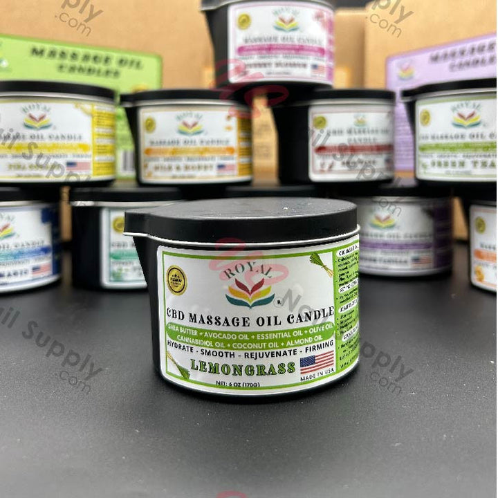 ROYAL CBD Massage Oil Candle 6oz - Lemongrass