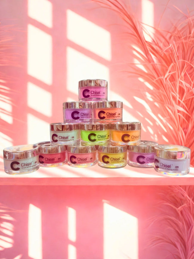 Chisel Glassy Dip Powder + Gel Color Electric Neon 12 Colors + Free 1 Chrome Powder Hover Image