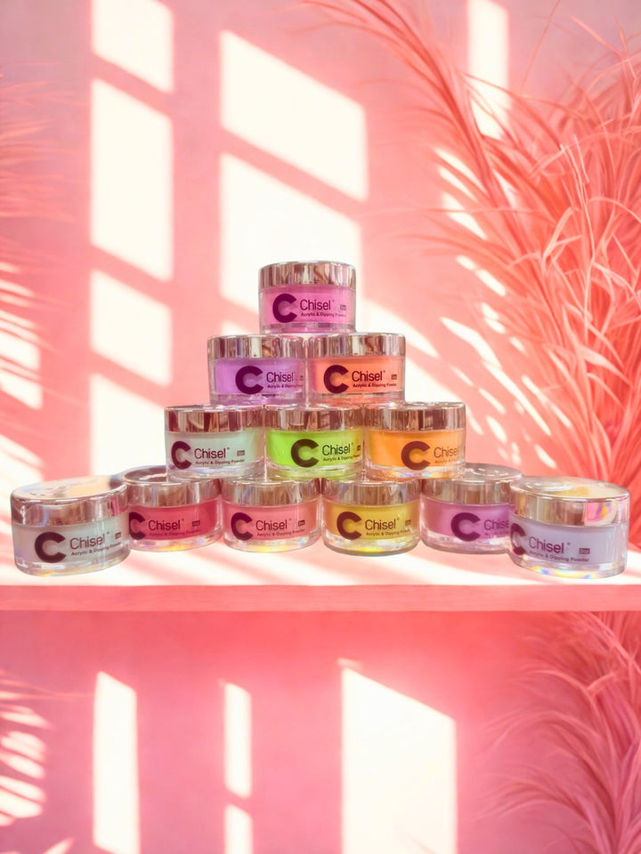 Chisel Glassy Gel Electic Neon 12 Colors + Free 1 Chrome Powder