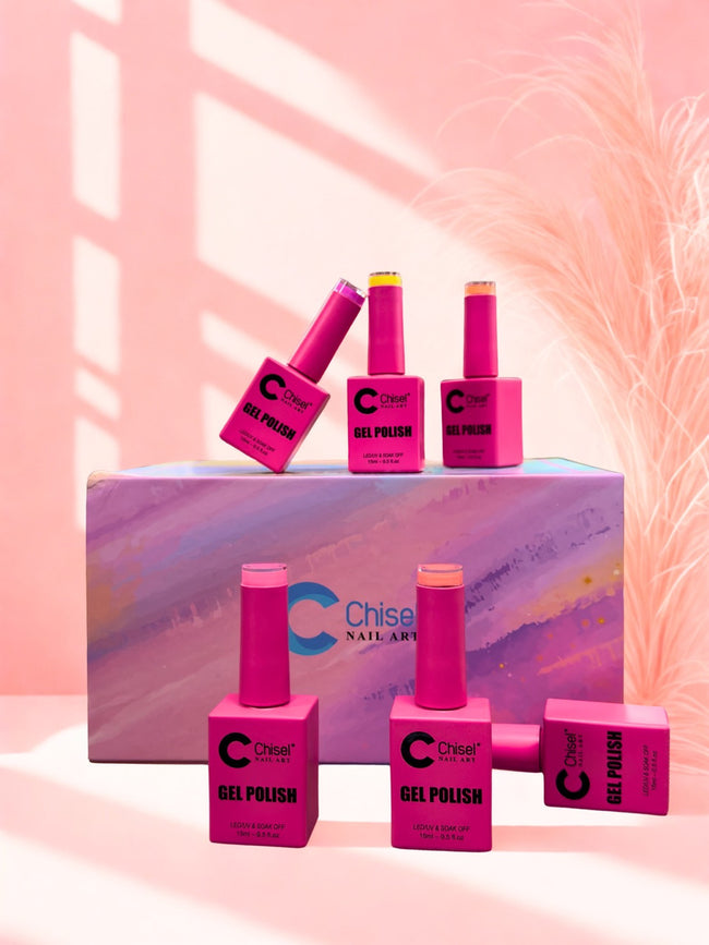 Chisel Glassy Dip Powder + Gel Color Electric Neon 12 Colors + Free 1 Chrome Powder Main Image