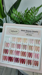 Qéline21 Sheer Beauty Chrome Gel 48 Colors + Free 5 Set Gel Top Base + 2 Chrome Powder