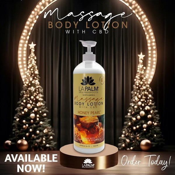 La Palm Massage Body Lotion w/CBD 36oz - Honey Pearl
