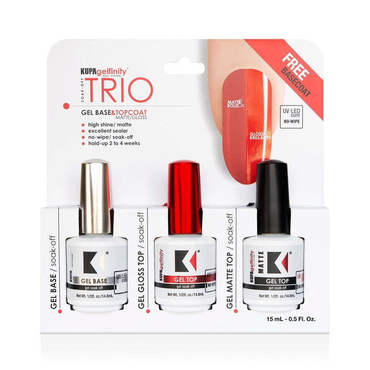 Kupa GelFinity Top Coat Gloss No Wipe Refill (8oz) + Free 3 Bottle 0.5oz