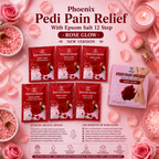 Phoenix Pedi Pain Relief With Epsom Salt 12 Step - 5pcs (Random Mix Scents) - NEW VERSION - Free Massage Candle + Pedi Kit & Liner