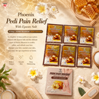 Phoenix Pedi Pain Relief With Epsom Salt 12 Step - 5pcs (Random Mix Scents) - NEW VERSION - Free Massage Candle + Pedi Kit & Liner