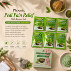Phoenix Pedi Pain Relief With Epsom Salt 12 Step - 5pcs (Random Mix Scents) - NEW VERSION - Free Massage Candle + Pedi Kit & Liner